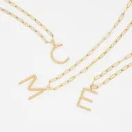 Brenda Grands Aspen Initial in Square Link Necklace