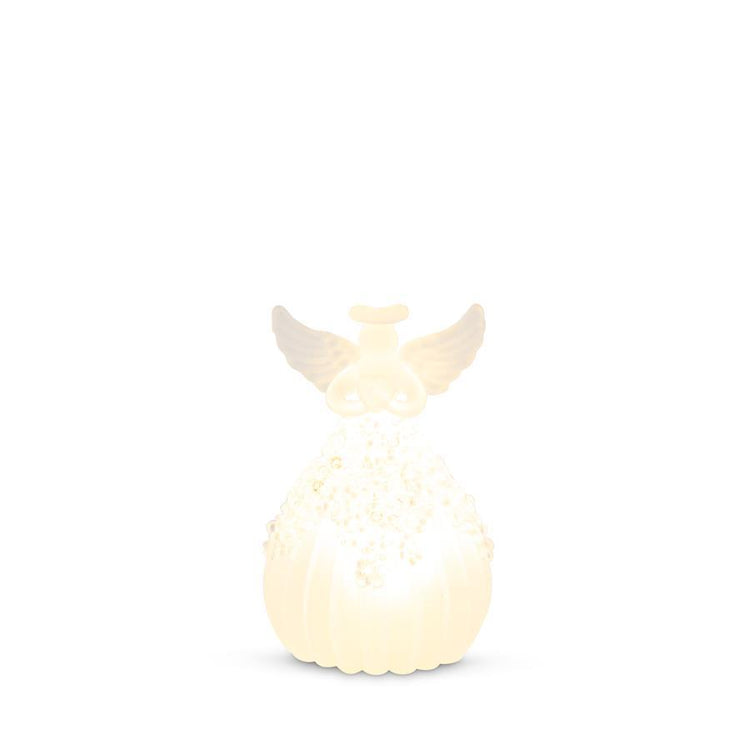 Frosted Ribbed Glass LED Angel Ornament