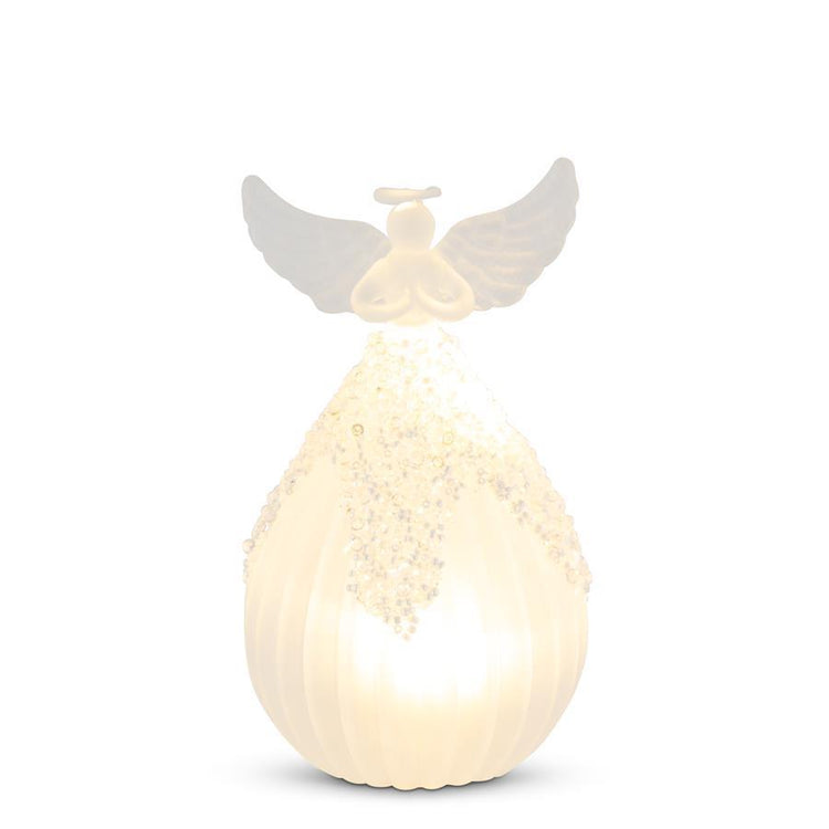 Frosted Ribbed Glass Led Angel Ornament