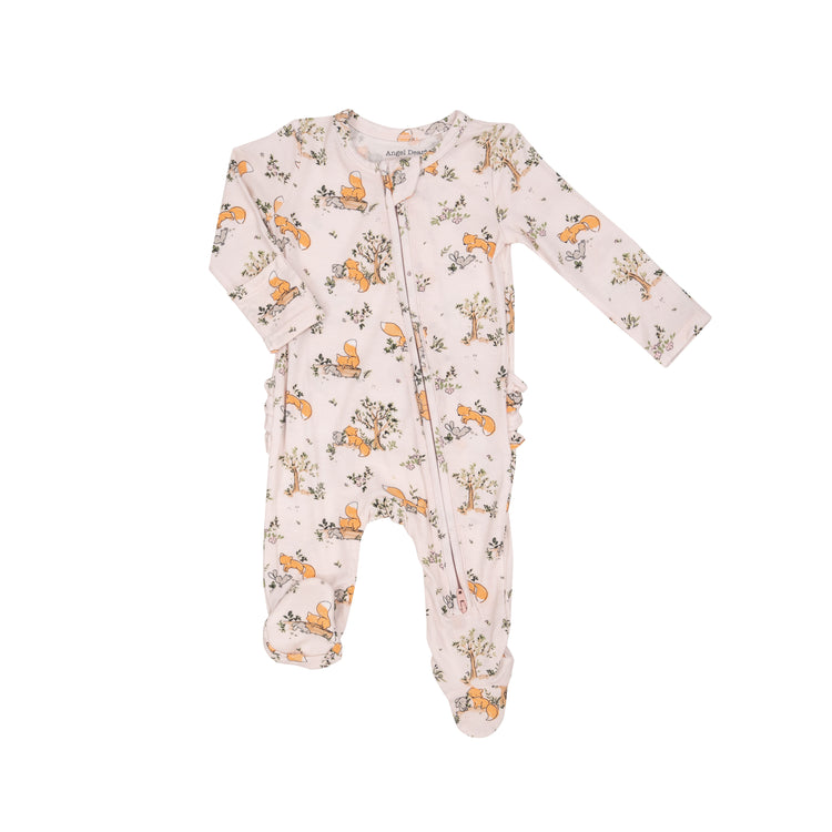 Baby Foxes Pink 2 Way Zipper Footie