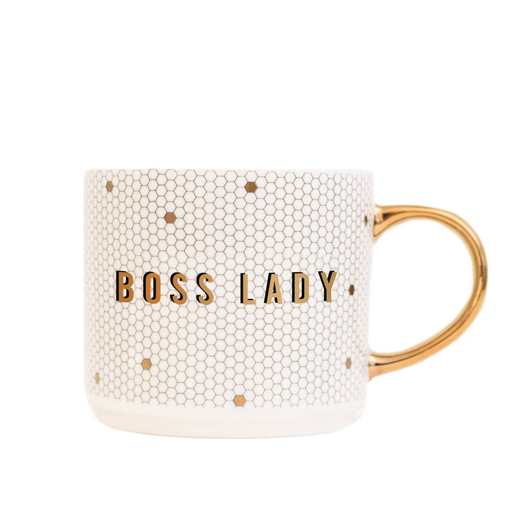 Boss Lady Gold Handle Tile Coffee Mug