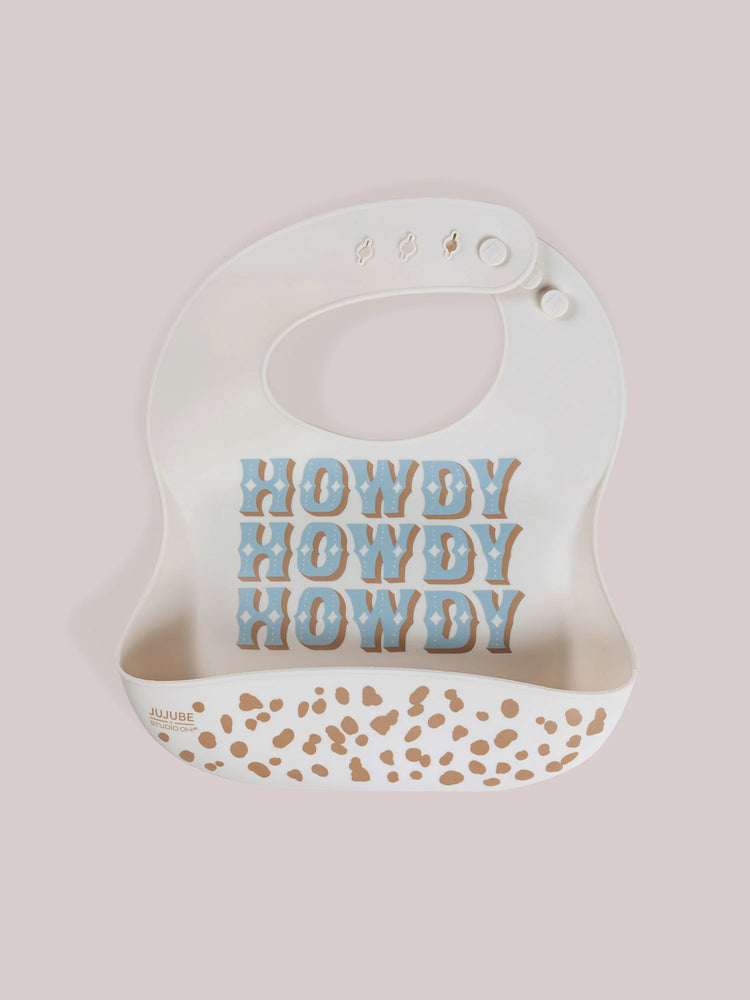 Howdy Partner Silicone Bib Blue