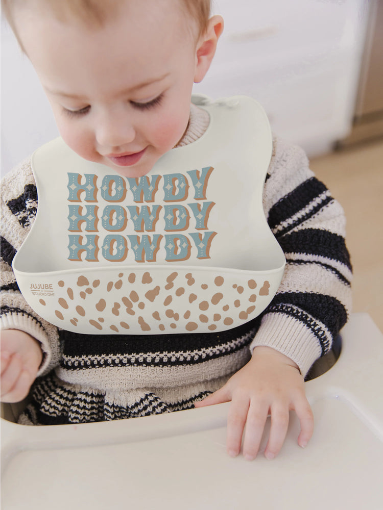 Howdy Partner Silicone Bib Blue