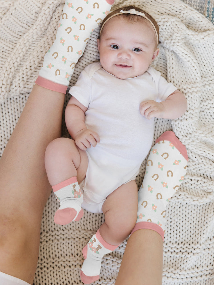Mama/Me Howdy Socks Pink