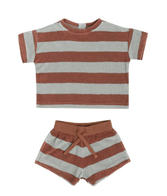 Quincy Mae Terry Tee and Short Set Sienna Sky