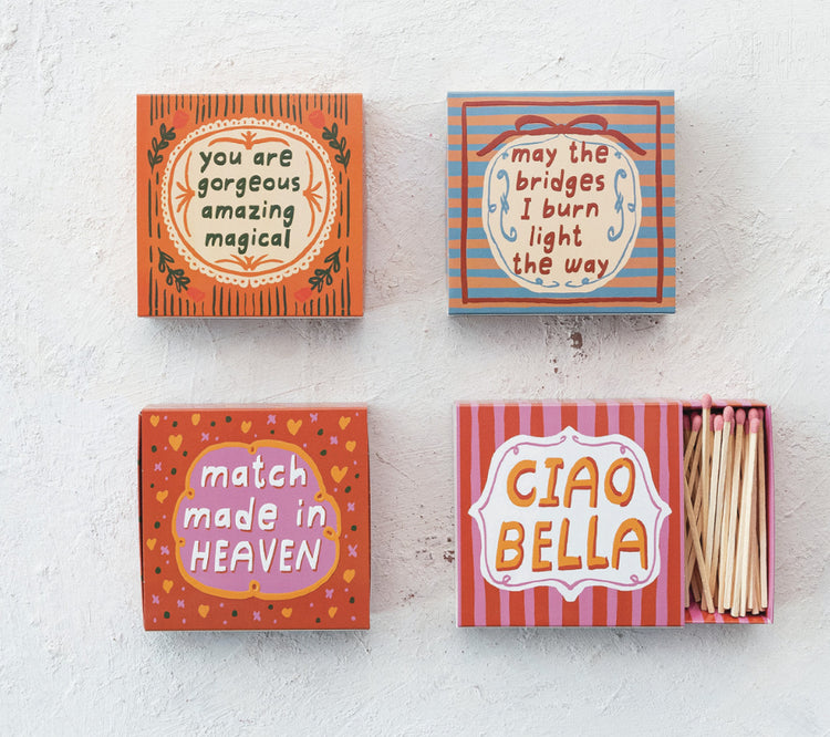 Safety Matches in Box With Saying 4 Styles