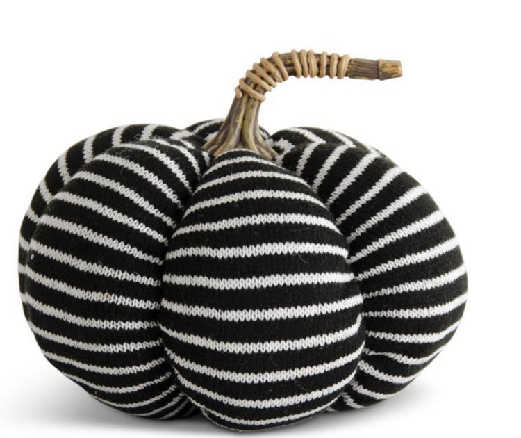 Black & White Striped Fabric Pumpkin 5.5"
