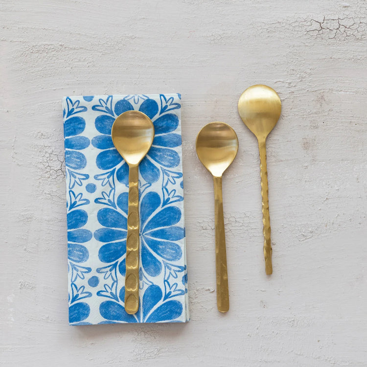 Brass Spoons w/ Sculpted Handle 3 Styles
