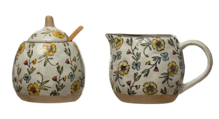 10 oz Stoneware Sugar Pot and Creamer Set