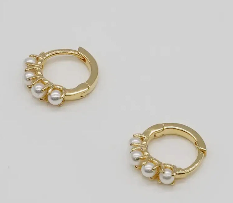 Pearl Huggies Earrings