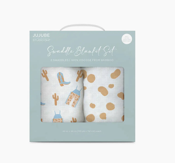 Swaddle Blanket Howdy Partner Blue