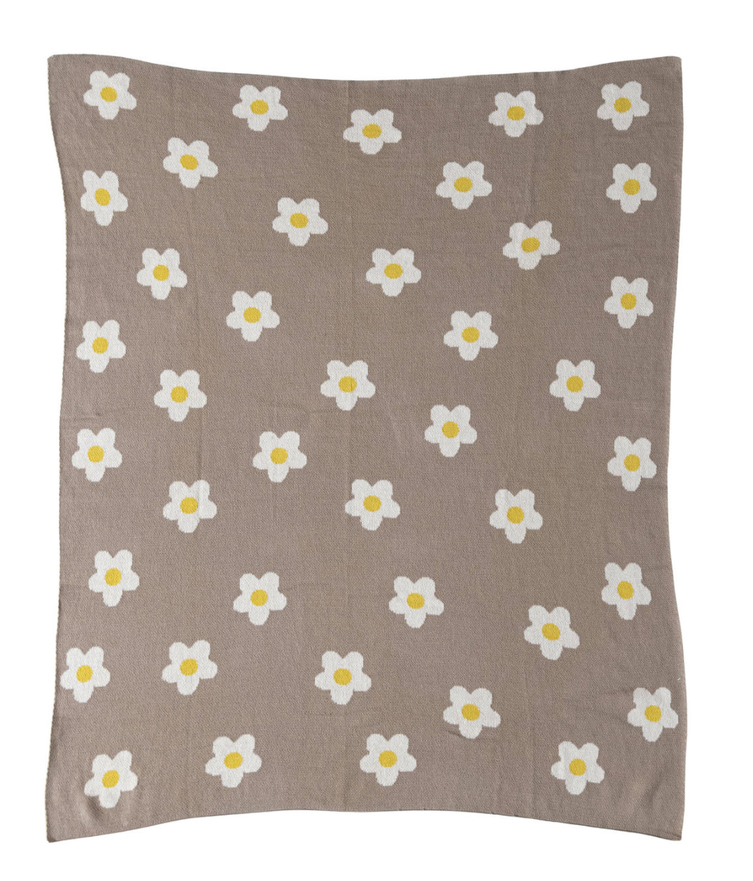 Cotton Knit Baby Blanket With Flowers