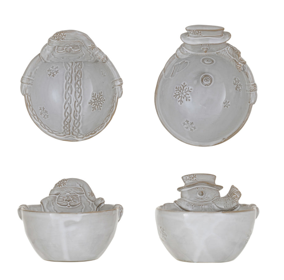 Stoneware Santa/Snowman Bowl 2 Styles
