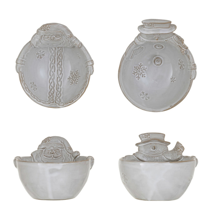 Stoneware Santa/Snowman Bowl 2 Styles