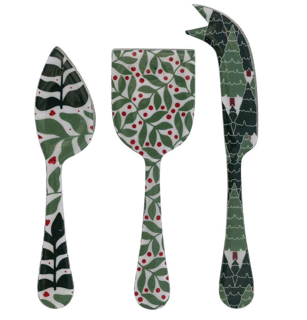 Enameled Stainless Steel Cheese Servers Set of 3
