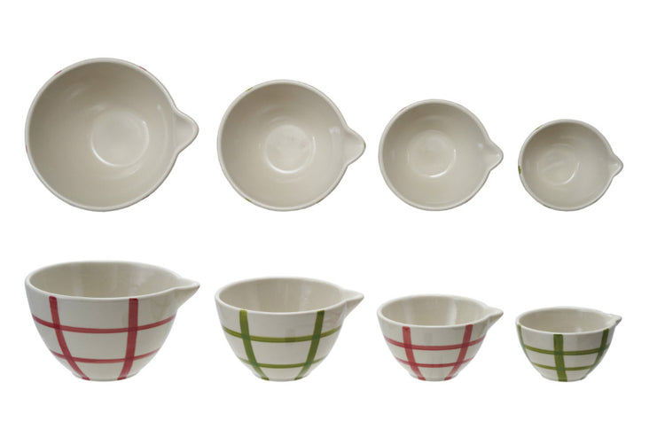 Handpainted Measuring Cups With Grid Pattern Set of 4