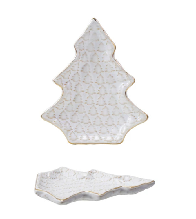 Stoneware Tree Shaped Plate