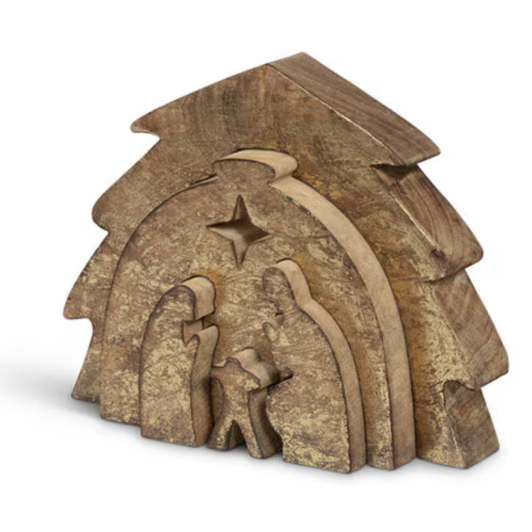 Gilded Wooden Nativity Puzzle