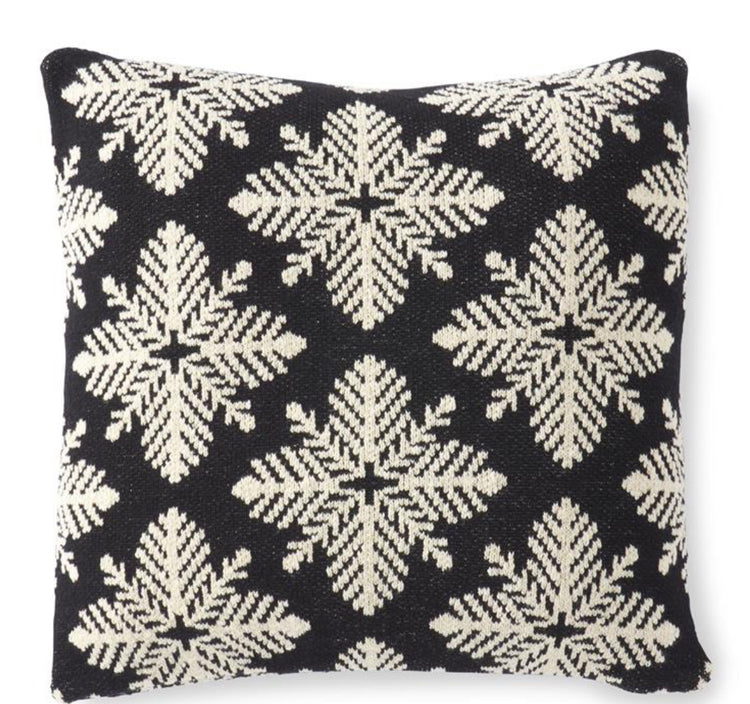 20in Square Black & White Knit Snowflake Pillow