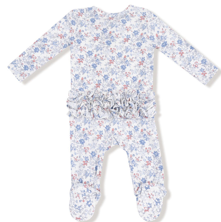 Country Girl Floral 2 Way Zipper Ruffle Back Footie