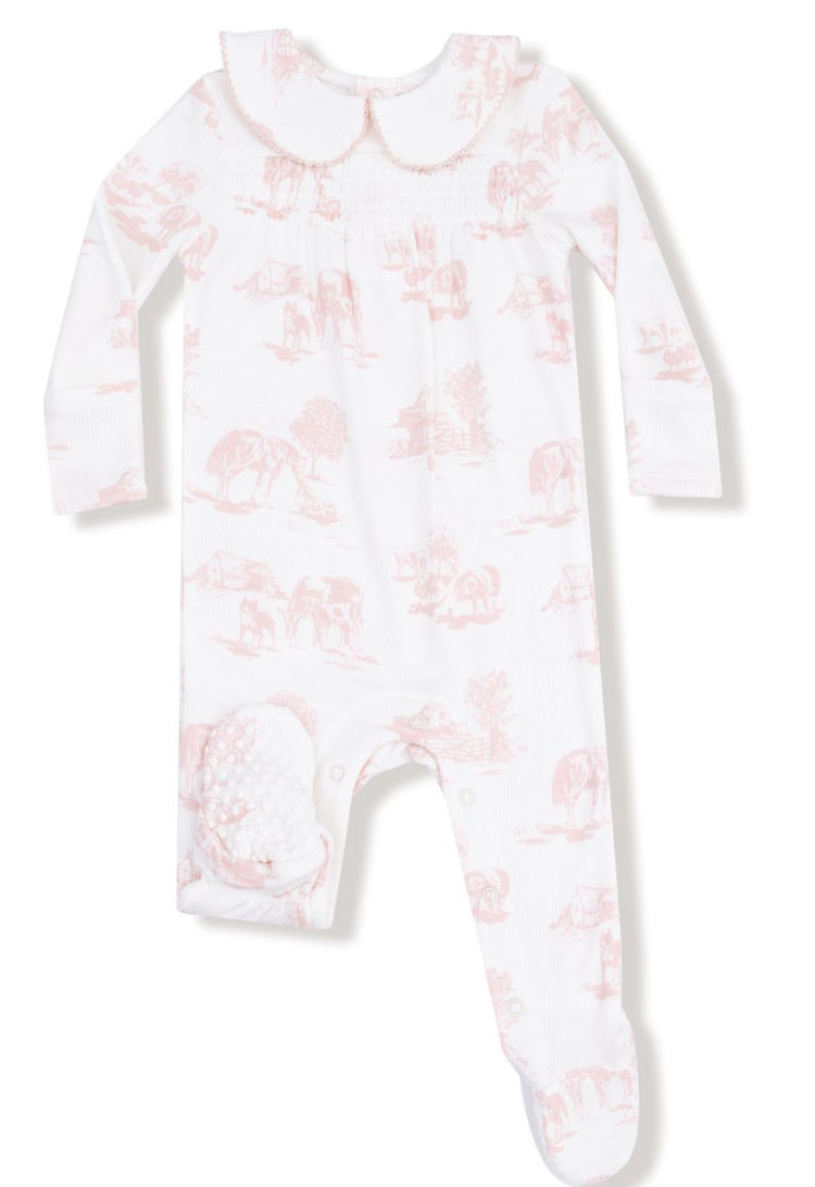 Farm Toile Peter Pan 2 Way Zipper Footie