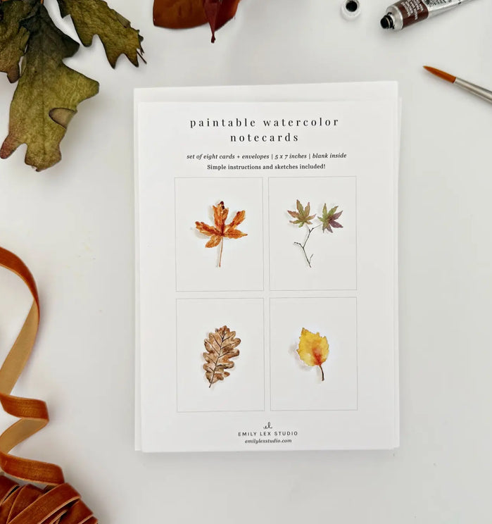 Fall Leaves Paintable Notecards
