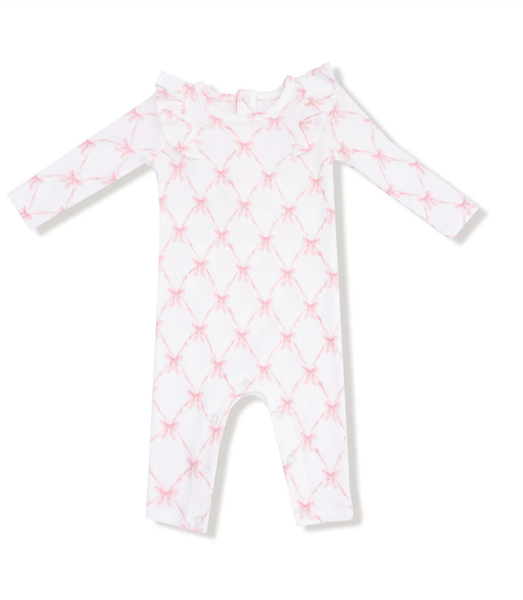 Ribbon Bow Trellis Ruffle Romper