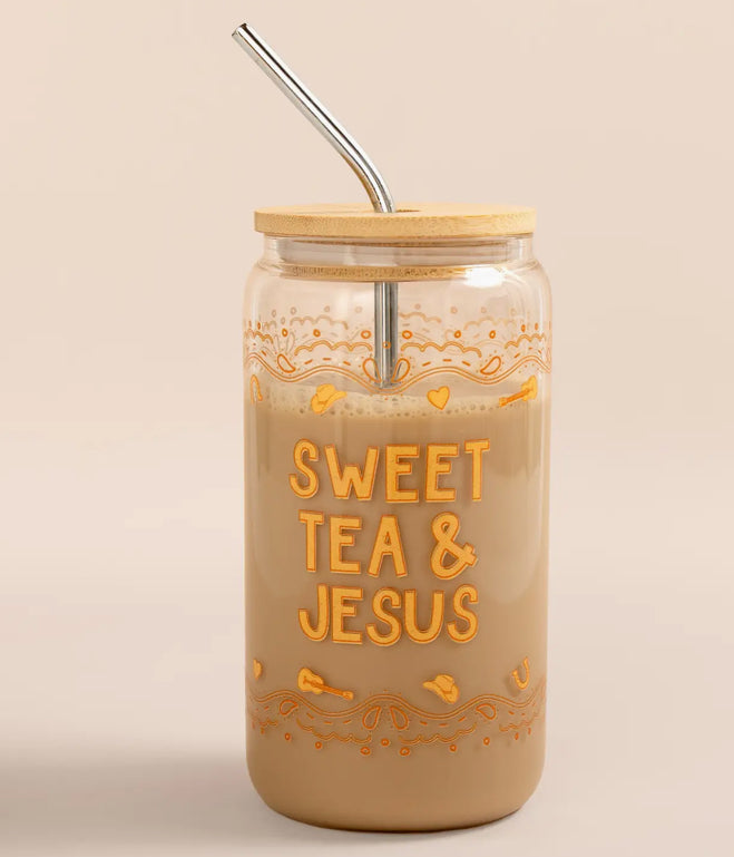 Sweet Tea And Jesus 16 oz Glass