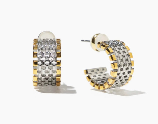 Waterproof Two Toned Watch Earrings