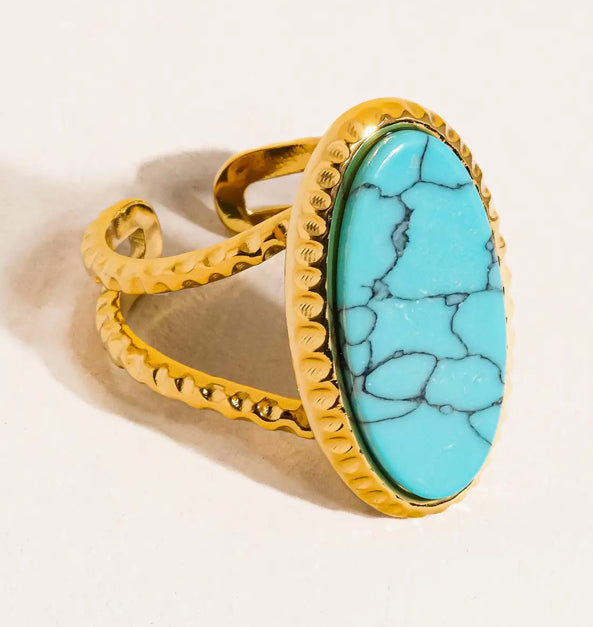 Ashwin 18 K Gold Non-Tarnish Turquoise Ring