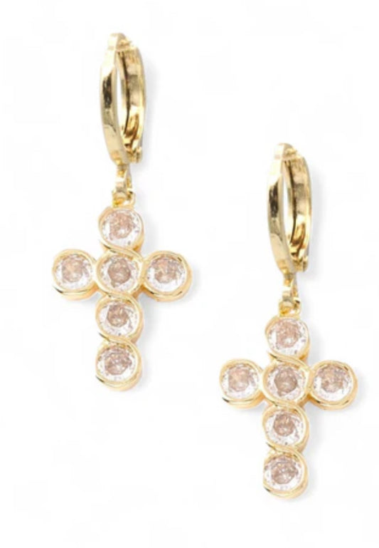 Cross Huggie Earrings