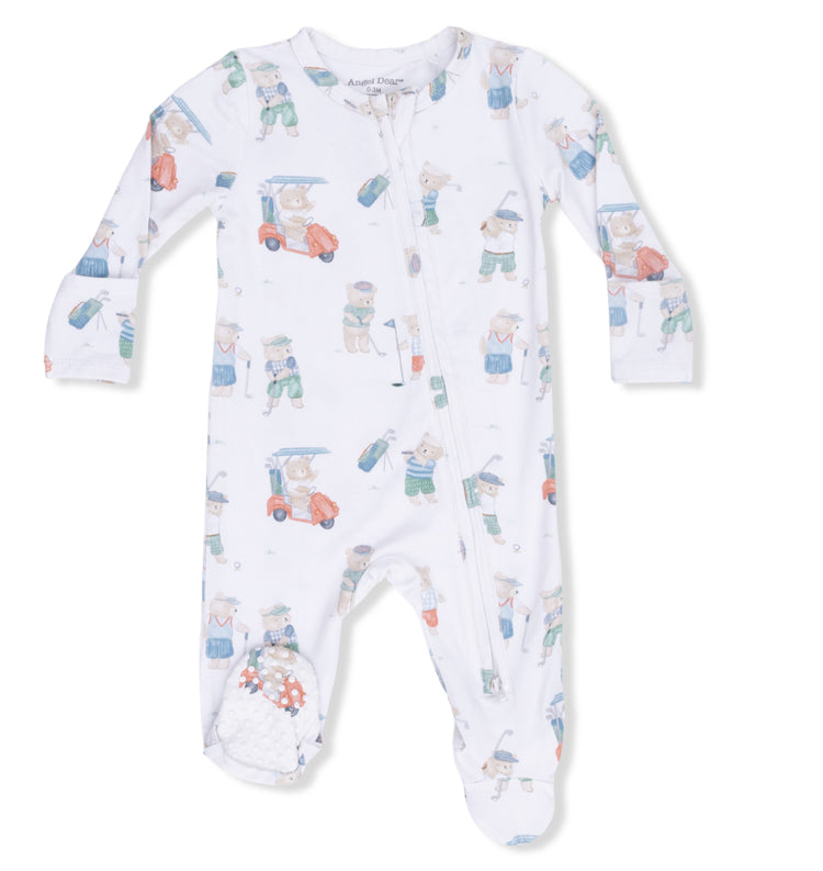 Golfing Teddy Bears 2 Way Zipper Footie