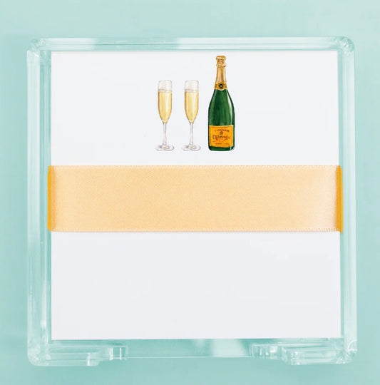 Champagne Bottle and Glasses Desk Set Notepad