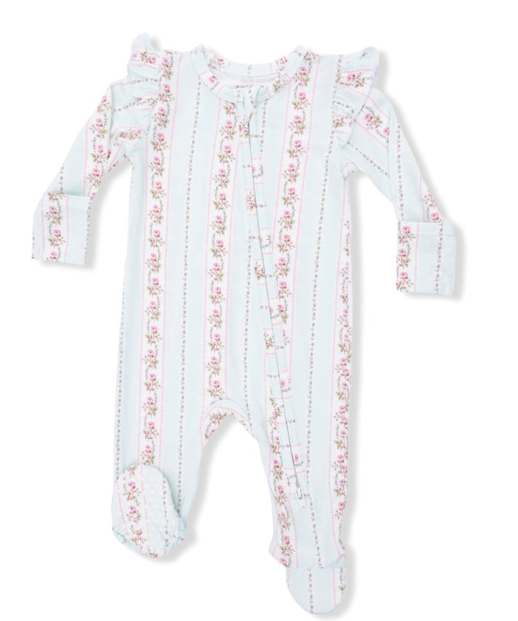 Antoinette Ruffle Stripe Footie