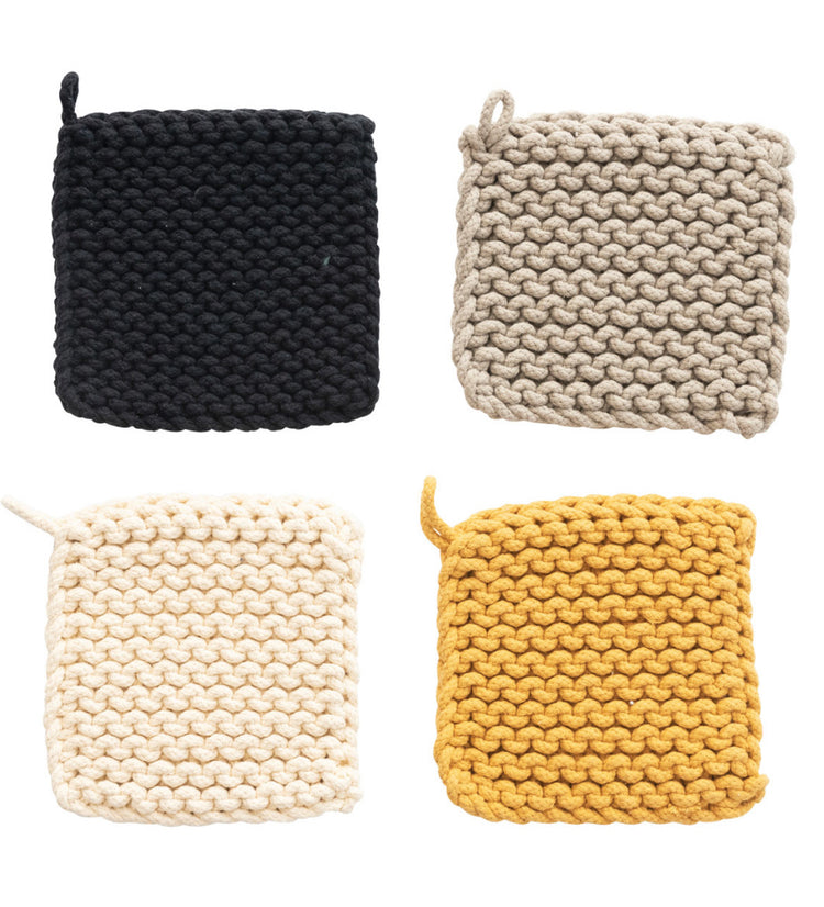 COTTON CROCHETED POT HOLDER 4 Colors