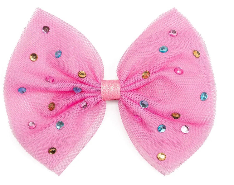 Raspberry Confetti Bow Hair Clip