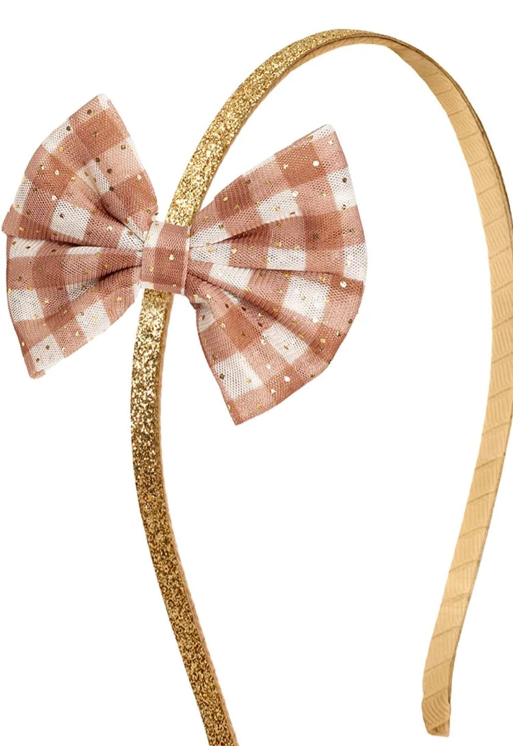 Gingham Tulle Bow Headband