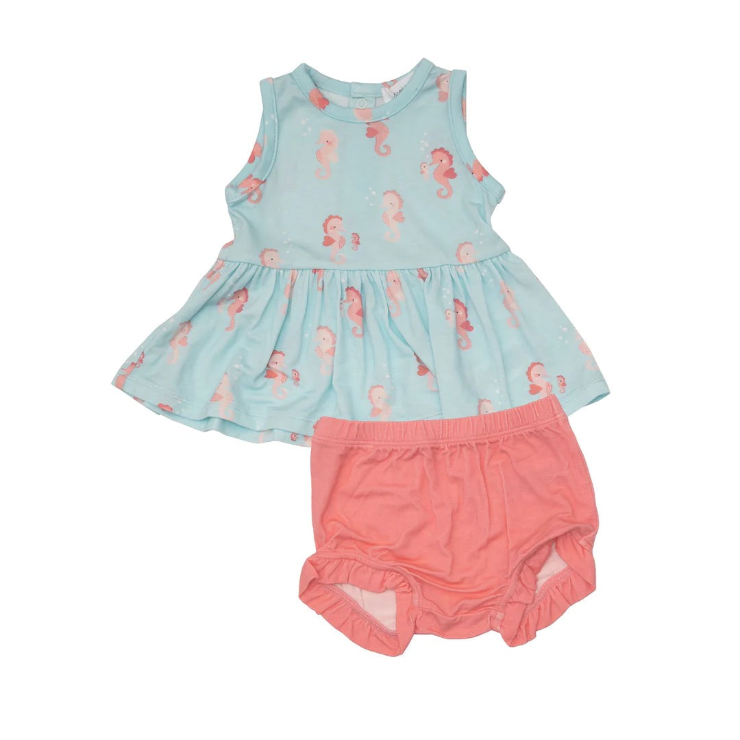 Angel Dear BABY PINK SEAHORSES Peplum Tank & High Waist Bloomer