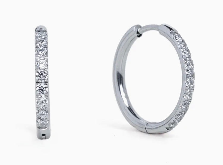 18 mm Silver Diamond Hoops