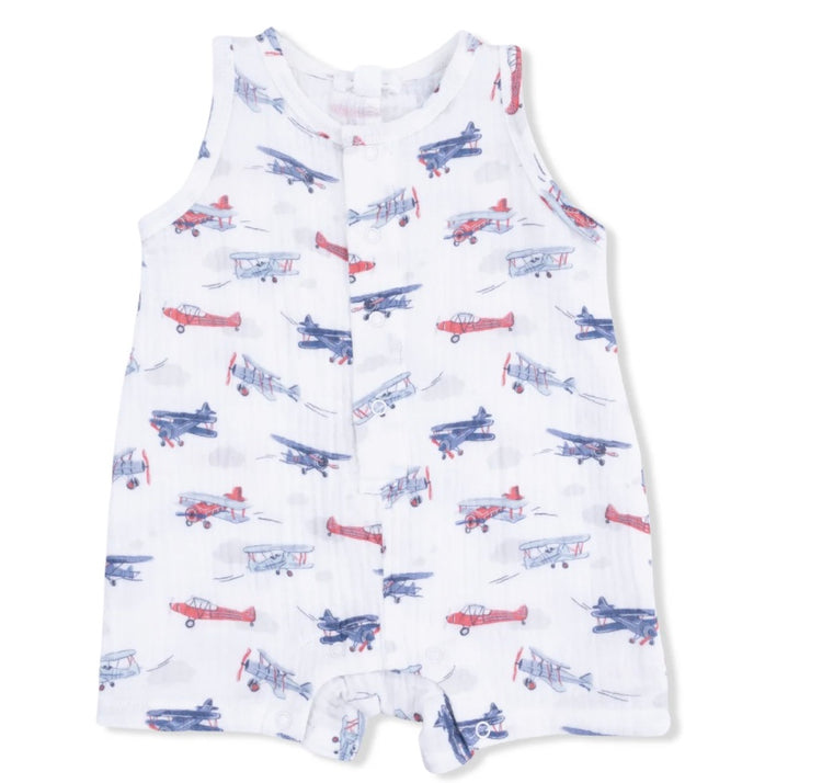 Vintage Planes Sleeveless Shortie Romper