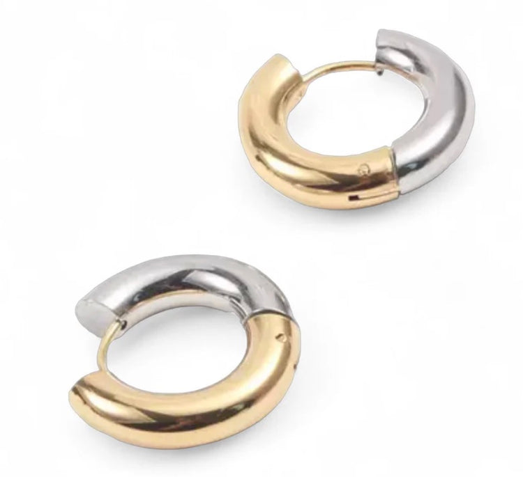 Mixed Metal Hoop Earrings