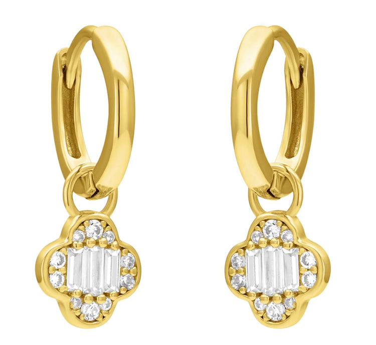 Darla Clover Gold Huggie