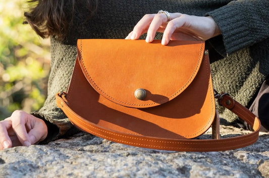 Ashley Leather Saddle Bag Burnt Orange