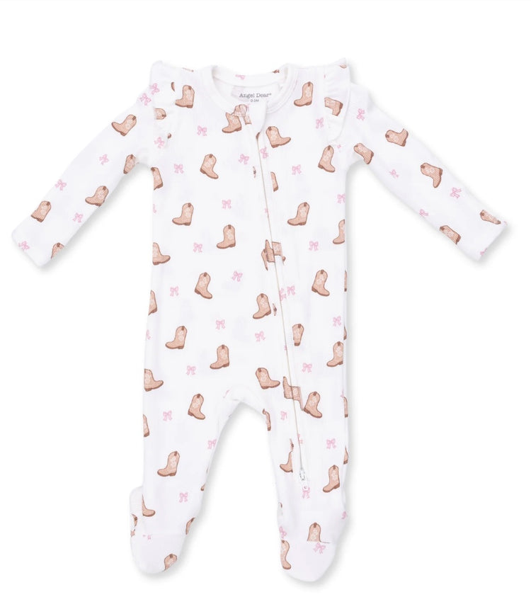 Mini Cowgirl Ruffle Sleeve Zipper Footie