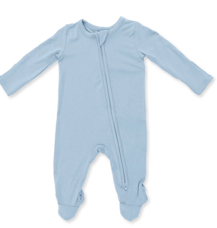 Solid Blue 2 Way Zipper Footie