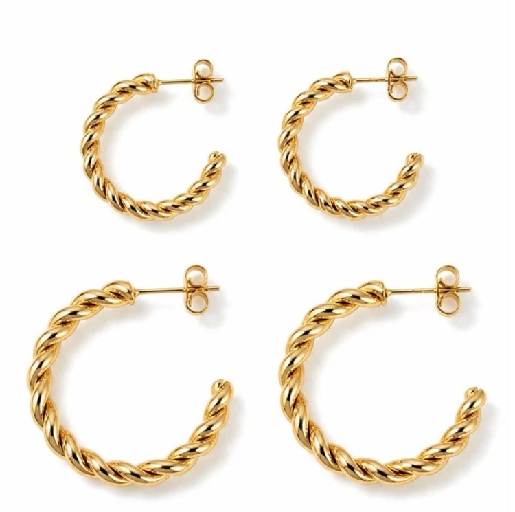 Twisted Sister Gold Hoop Earring Set
