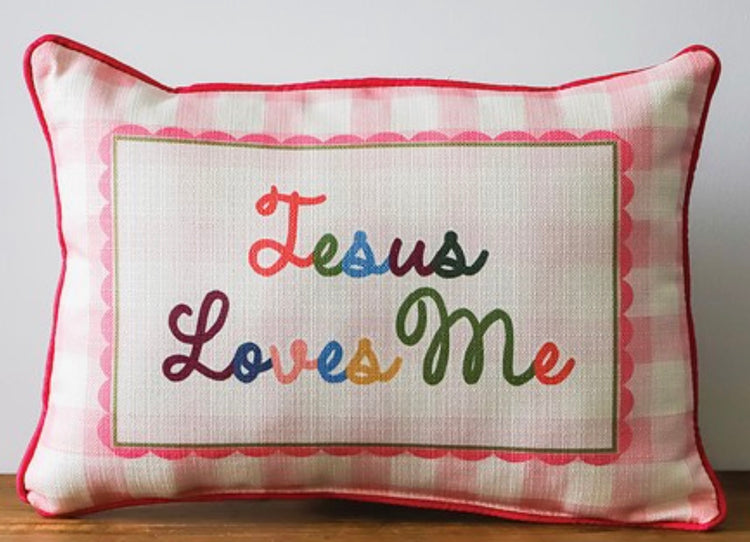 Pink Jesus Loves Me Pillow