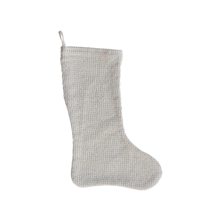 Cotton Stocking w Metalic Gold Thread Natural