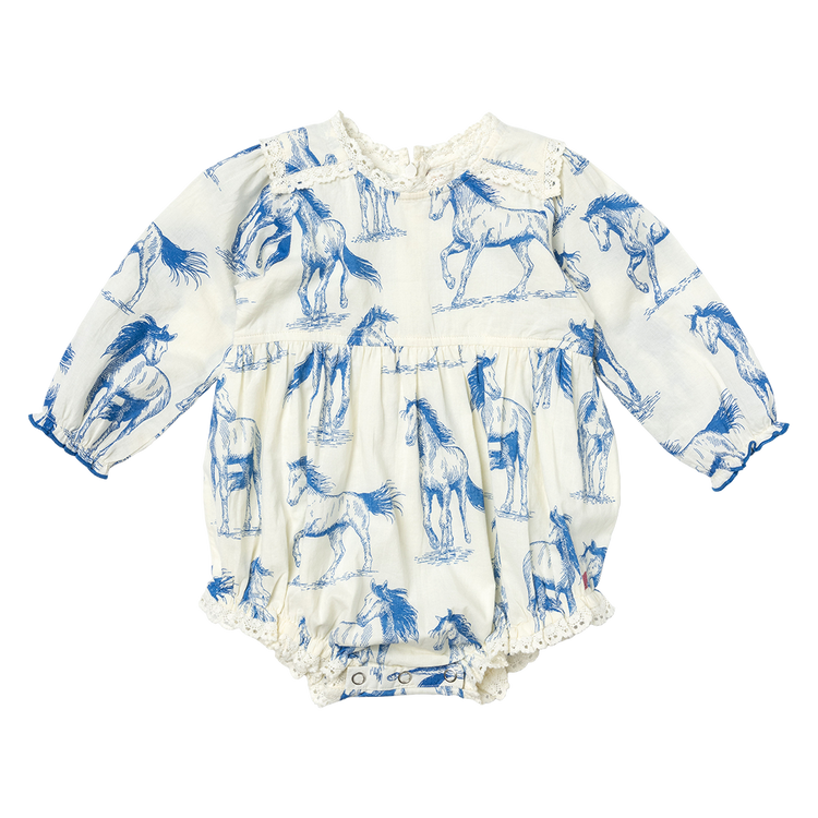 Baby Girls Charlie Bubble Blue Horses