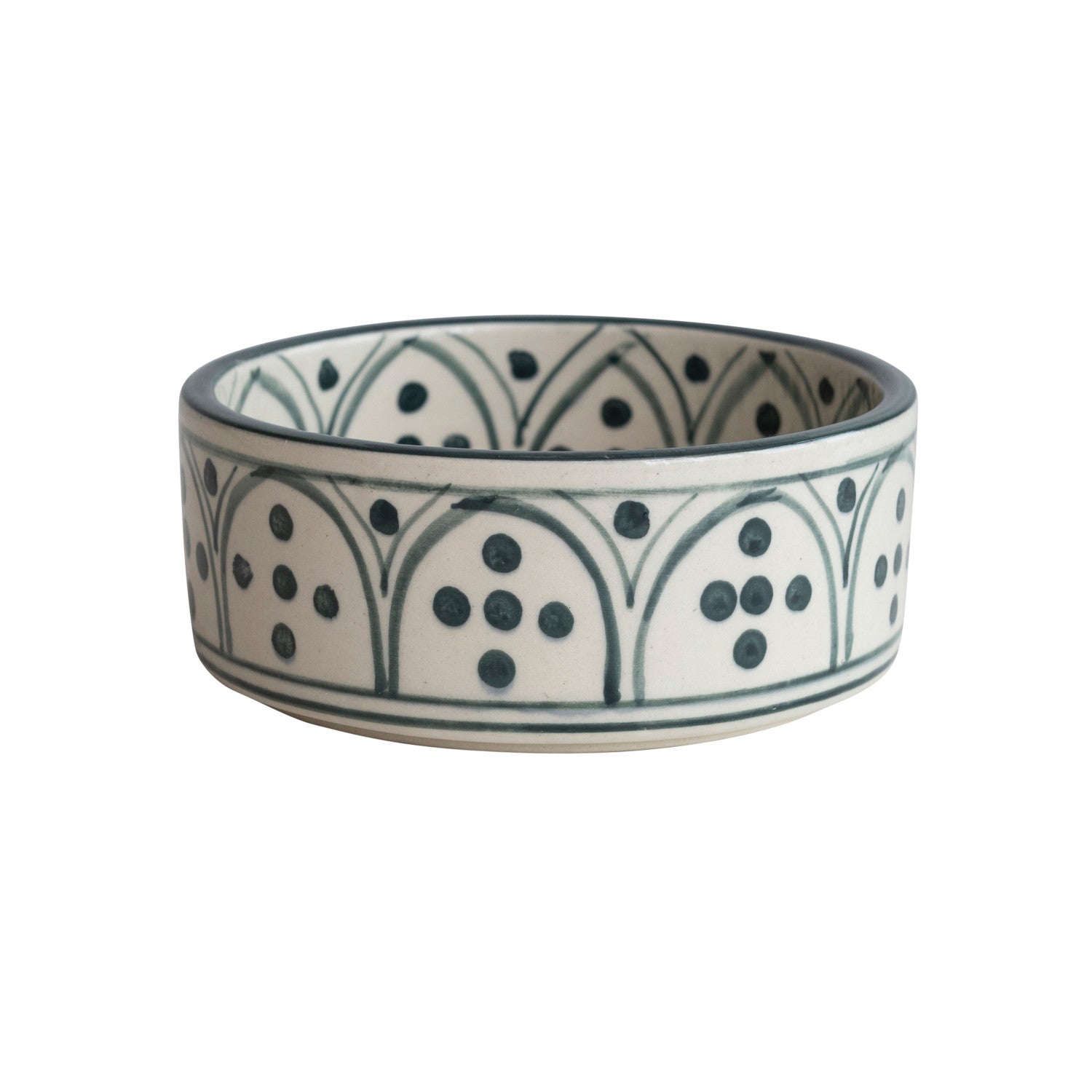 Hand Painted Stoneware Pet Bowl w/Design